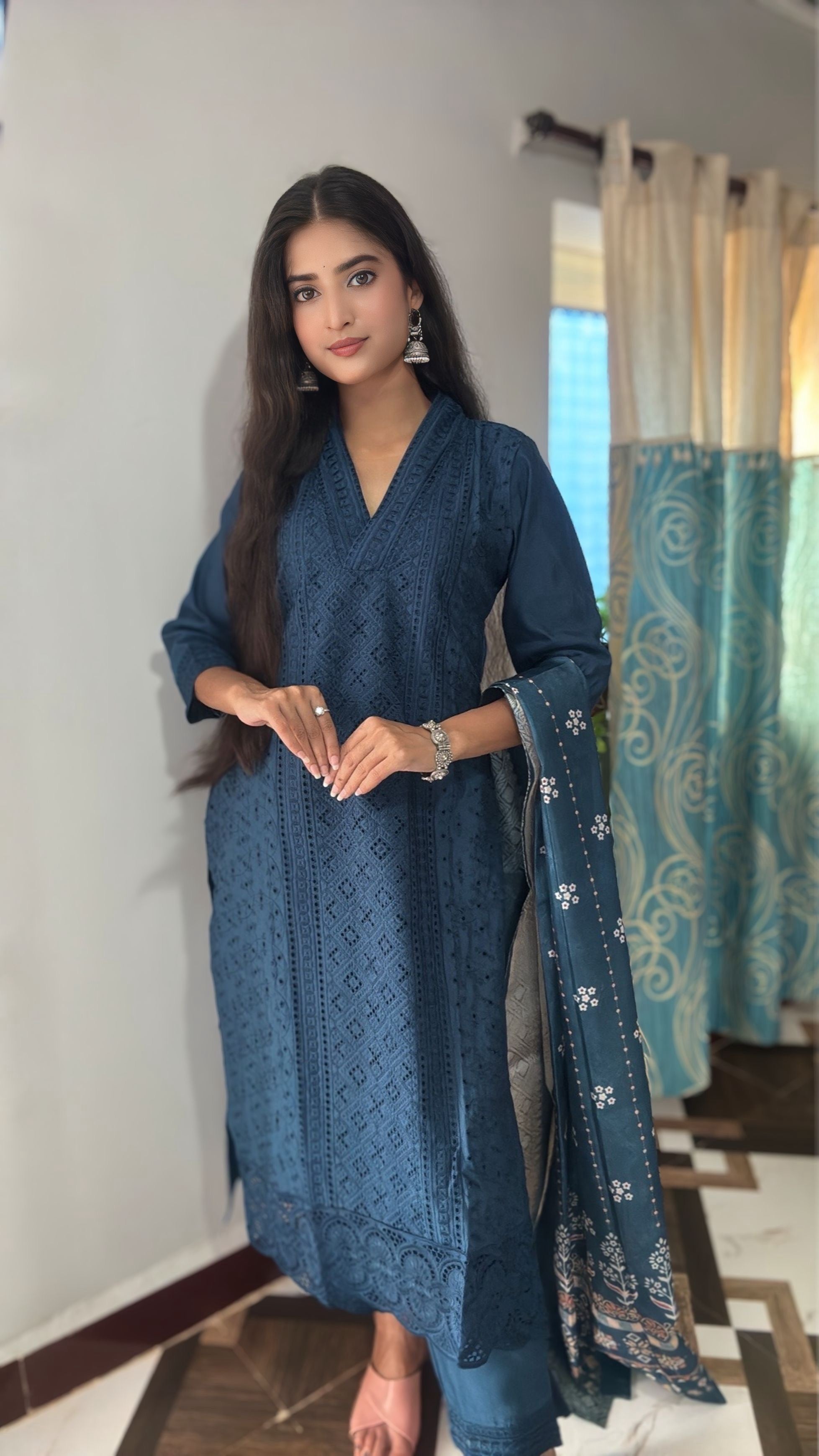 Schiffli Designer Kurta Set