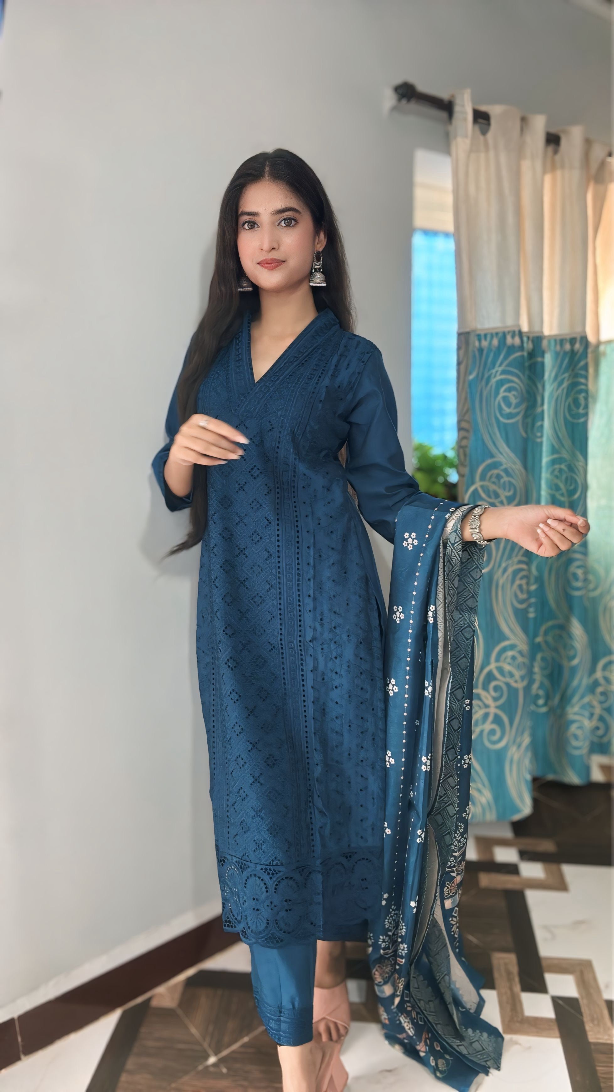 Schiffli Designer Kurta Set