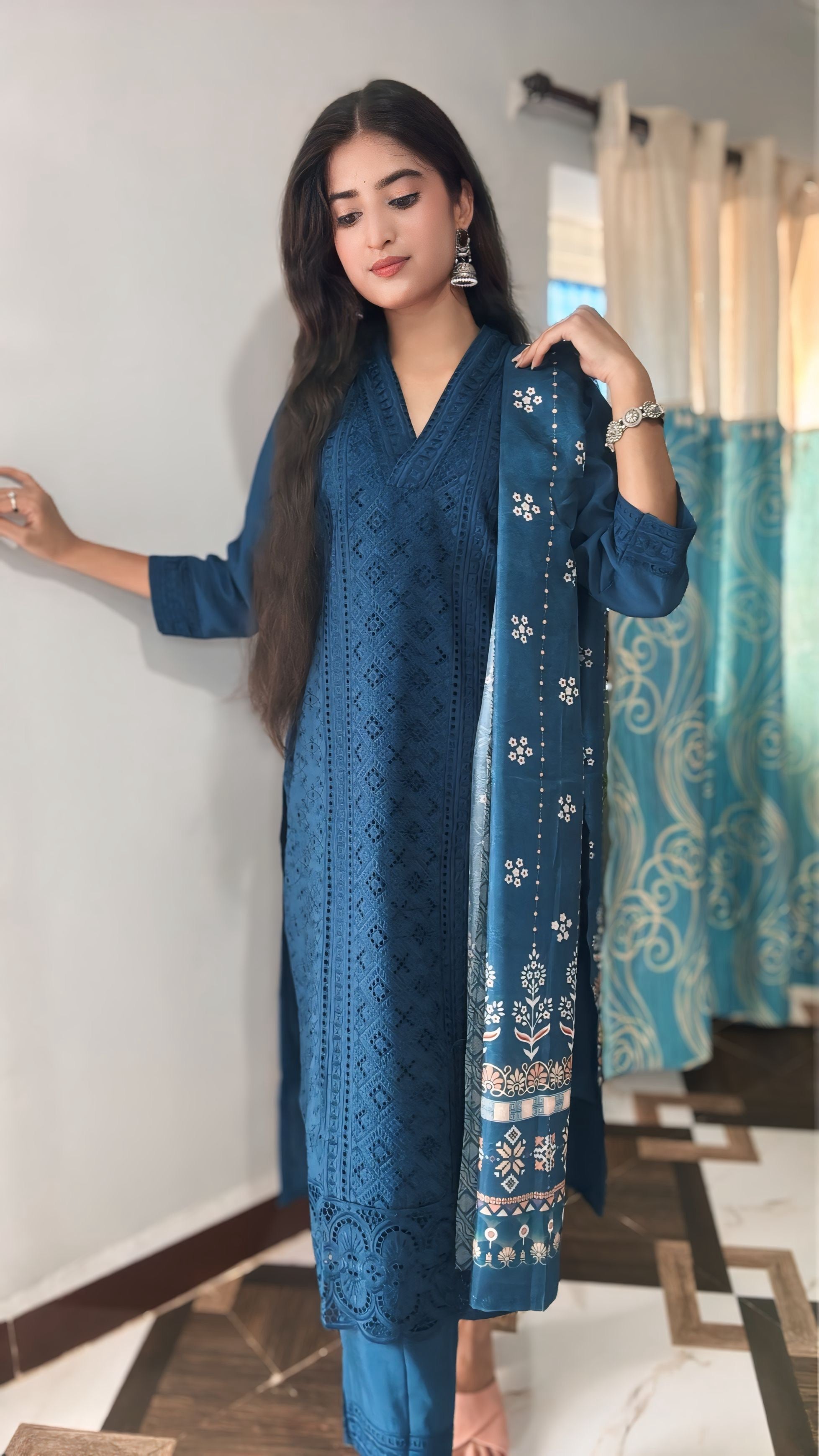 Schiffli Designer Kurta Set