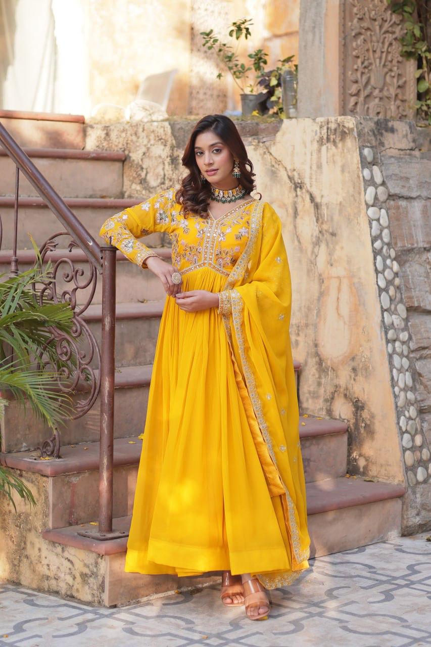 Embroidery Zari Sequins work Gown
