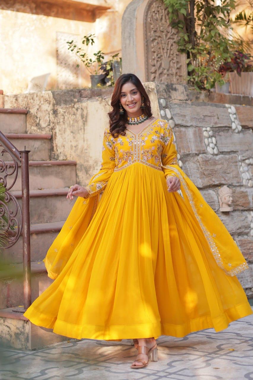 Embroidery Zari Sequins work Gown