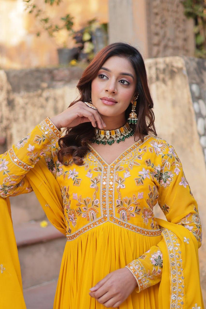 Embroidery Zari Sequins work Gown