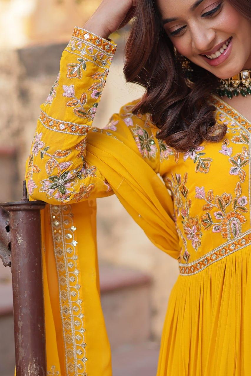 Embroidery Zari Sequins work Gown