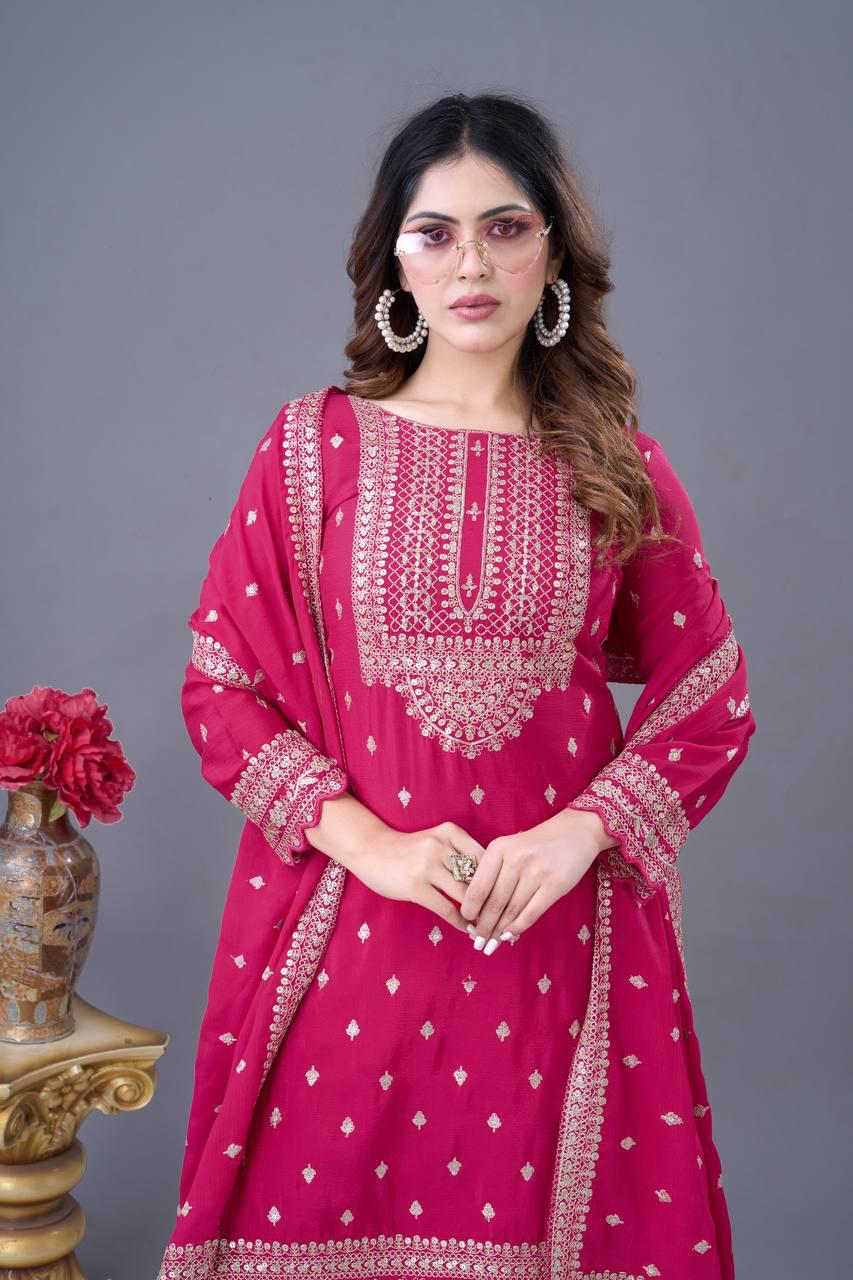 Chinon Silk Sharara Suit Set