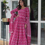 Pure Cotton Anarkali Suit Pink