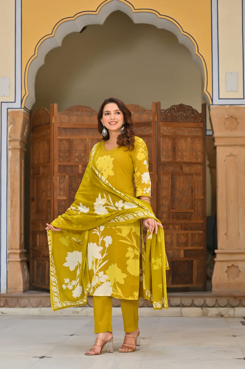 Elegant Pure Cotton Comfortable Suit set Mustard