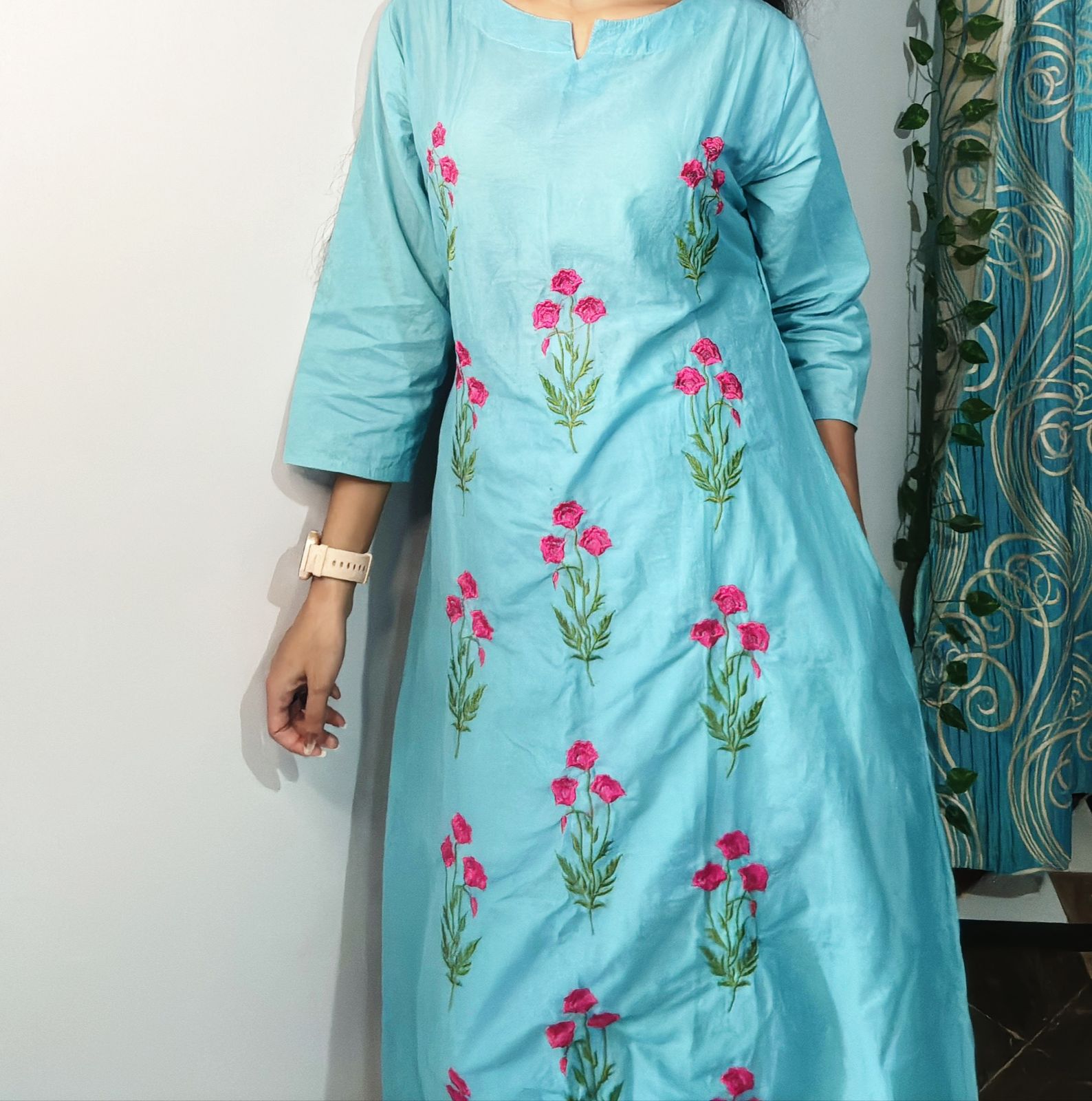 Beautiful Pure Cotton Embroidered Co-ord Set with one side Pocket