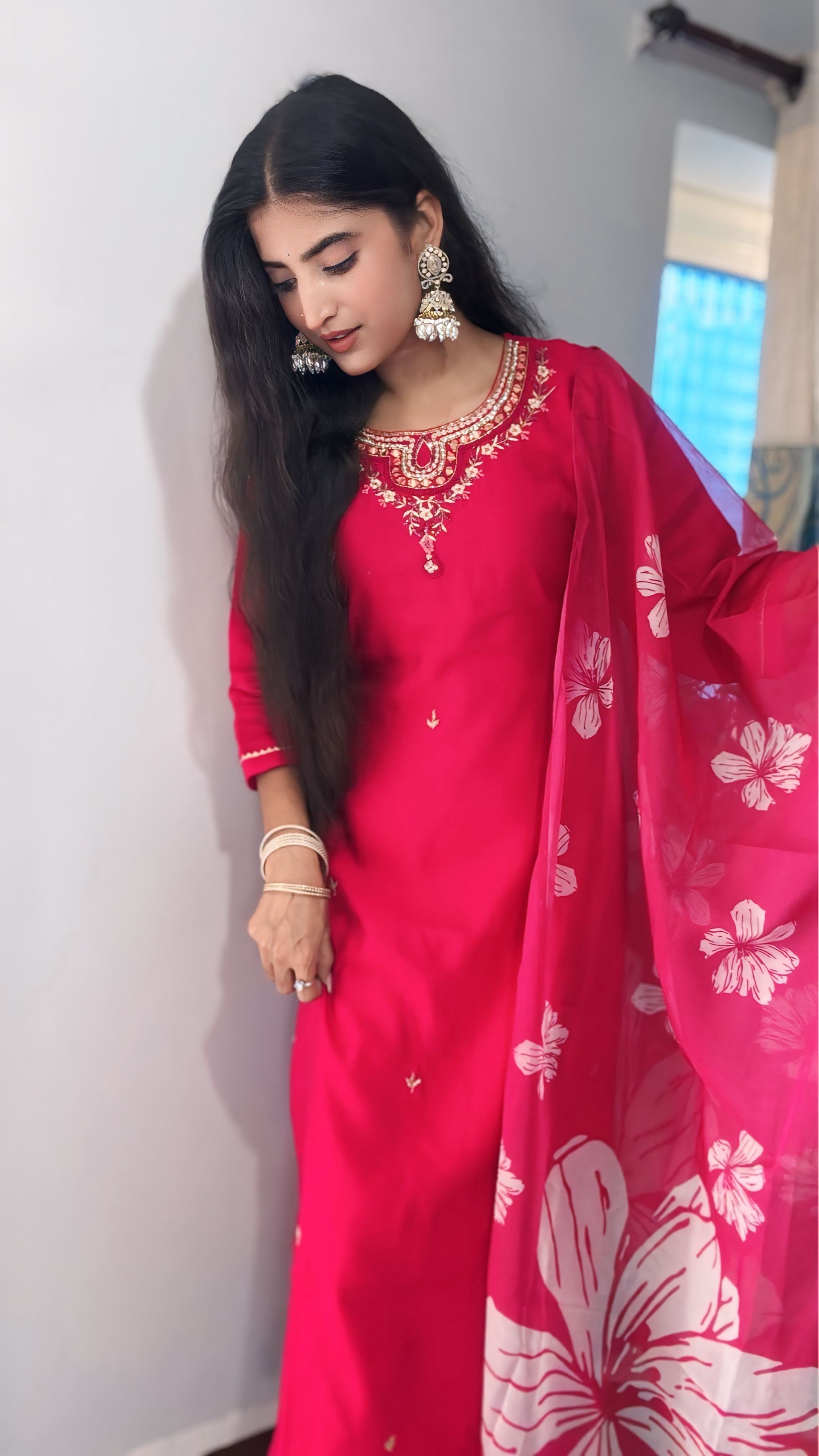 Elegant Embroidered Silk Blend suit set