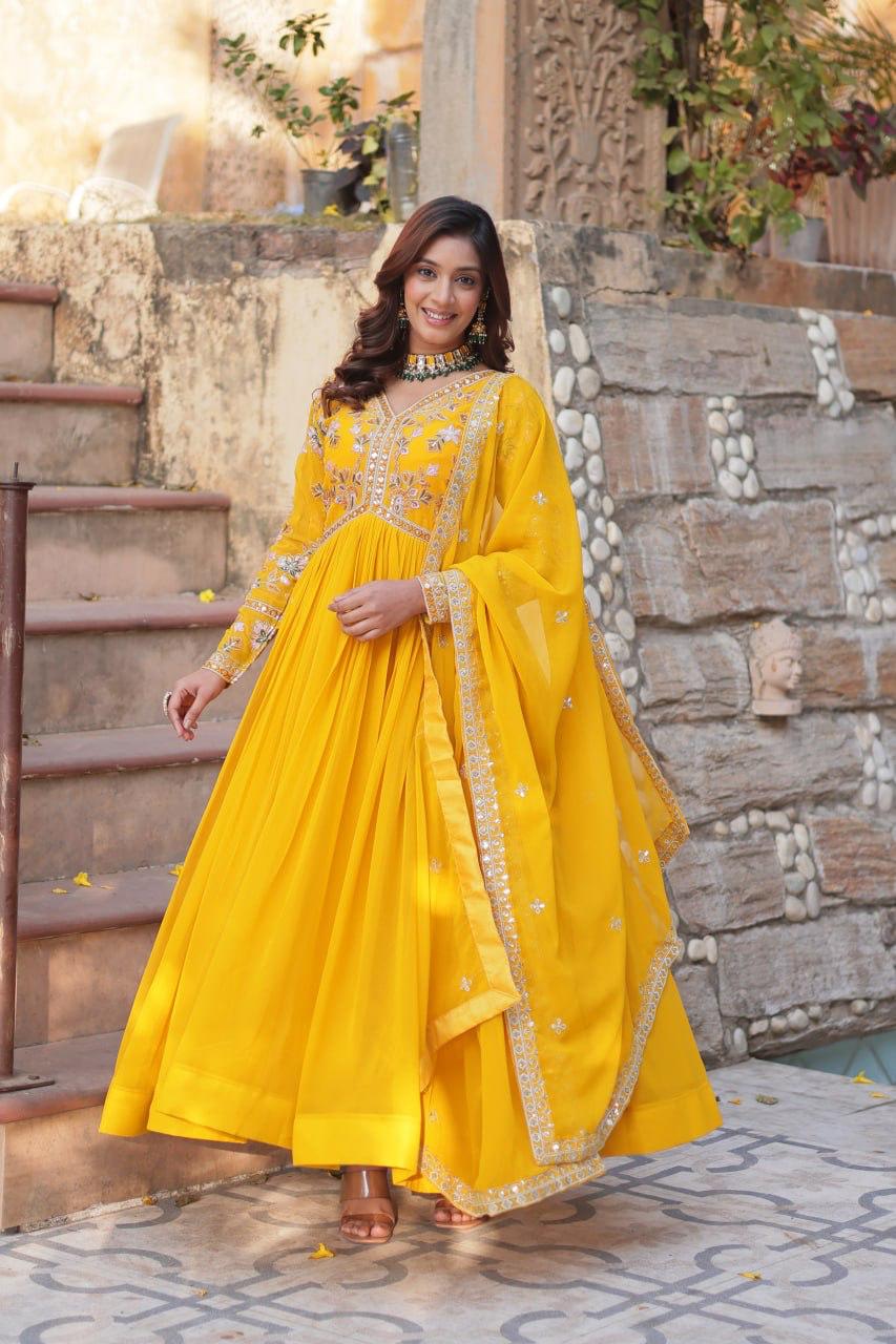 Embroidery Zari Sequins work Gown