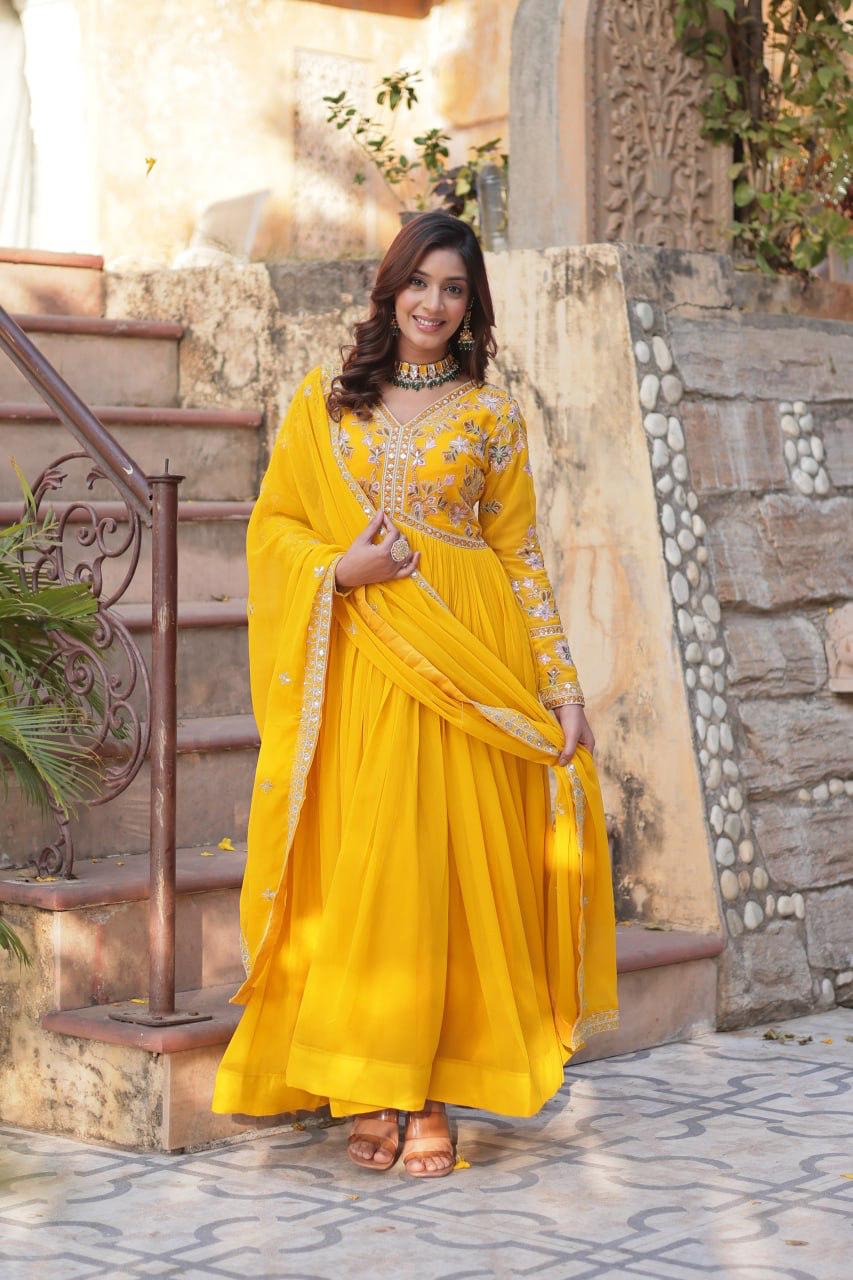 Embroidery Zari Sequins work Gown