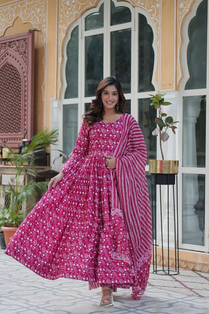 Pure Cotton Anarkali Suit Pink