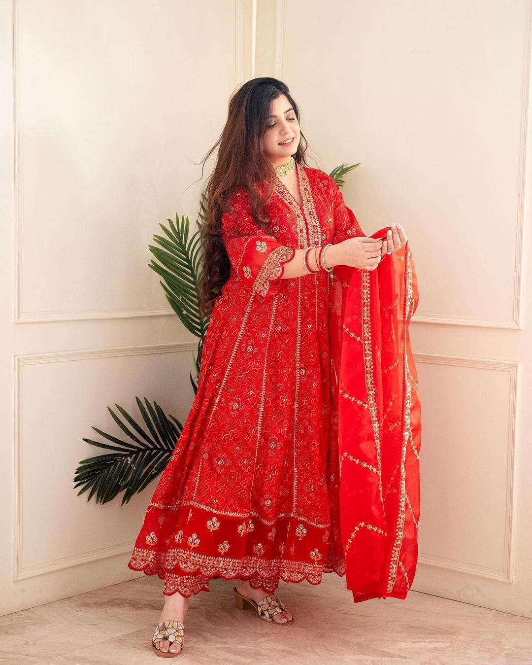 Anarkali Red Pant Dupatta