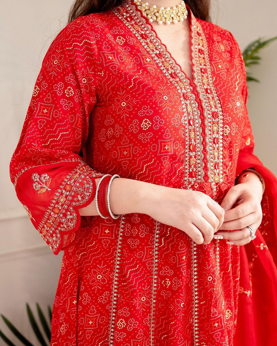 Anarkali Red Pant Dupatta