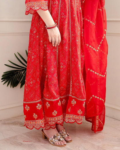 Anarkali Red Pant Dupatta